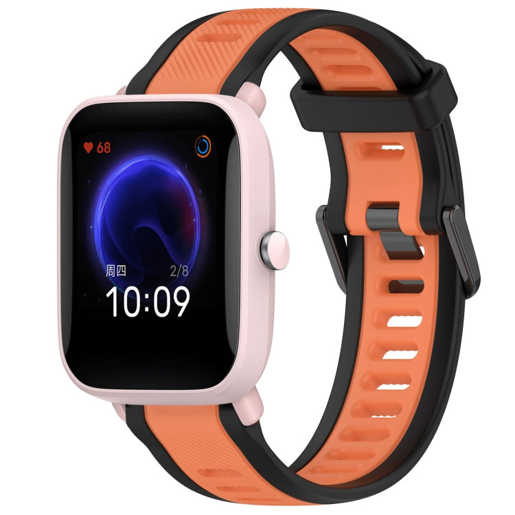 For Amazfit Pop Pro 20mm Two-Color Textured Silicone Watch Band(Orange+Black) - Watch Bands by PMC TechLife | Online Shopping South Africa | PMC TechLife