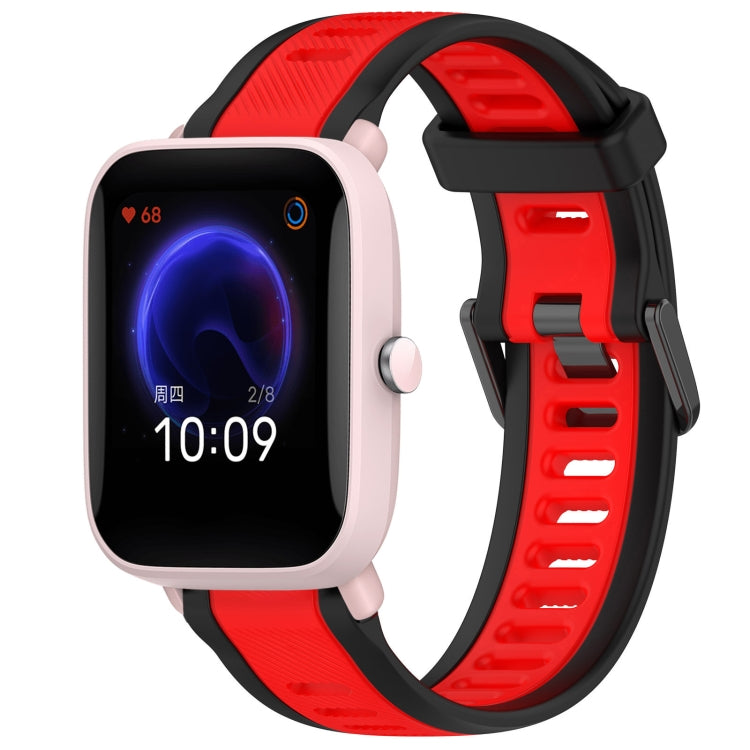 For Amazfit Pop Pro 20mm Two-Color Textured Silicone Watch Band(Red+Black) - Watch Bands by PMC TechLife | Online Shopping South Africa | PMC TechLife
