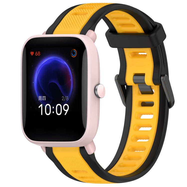 For Amazfit Pop Pro 20mm Two-Color Textured Silicone Watch Band(Yellow+Black) - Watch Bands by PMC TechLife | Online Shopping South Africa | PMC TechLife