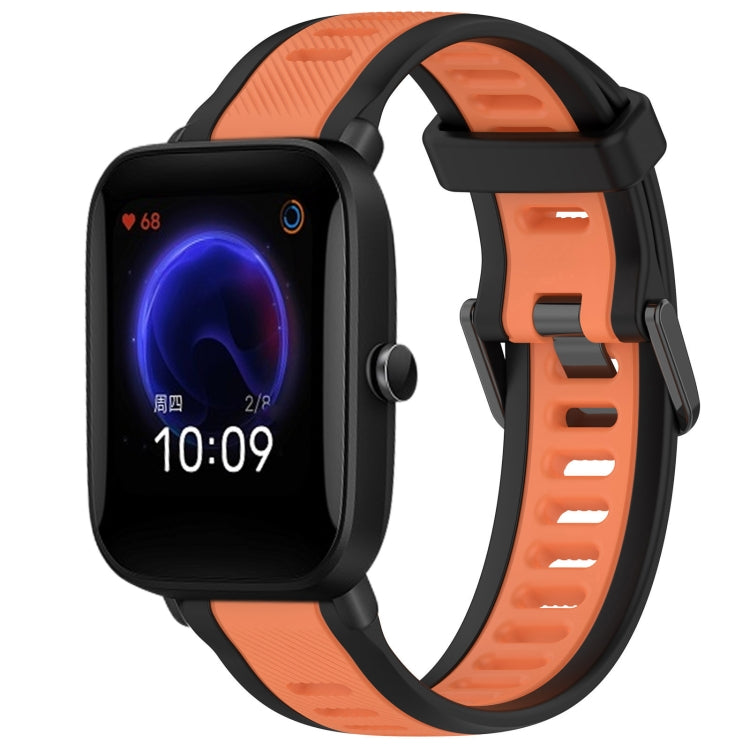 For Amazfit Pop 20mm Two-Color Textured Silicone Watch Band(Orange+Black) - Watch Bands by PMC TechLife | Online Shopping South Africa | PMC TechLife