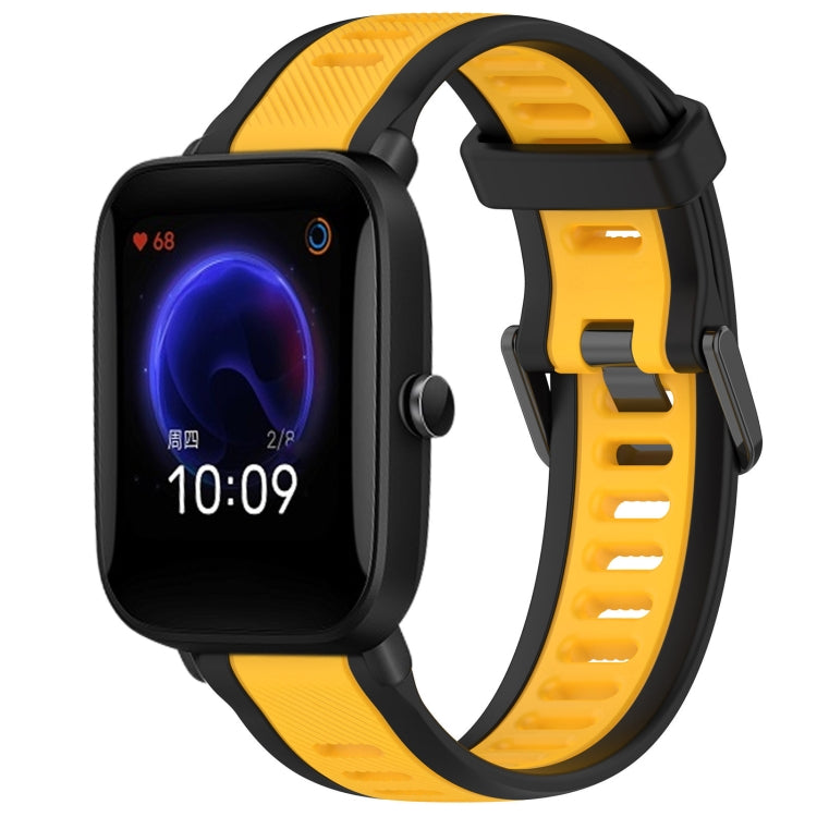 For Amazfit Pop 20mm Two-Color Textured Silicone Watch Band(Yellow+Black) - Watch Bands by PMC TechLife | Online Shopping South Africa | PMC TechLife