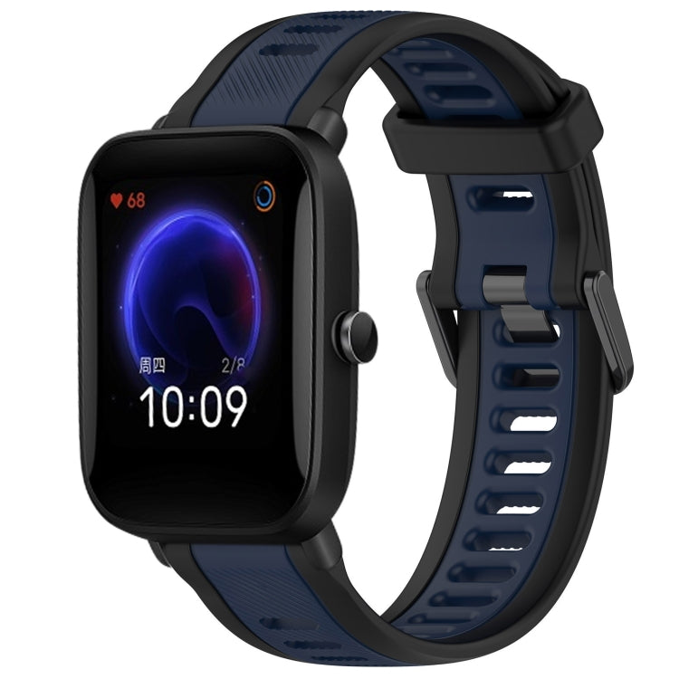 For Amazfit Pop 20mm Two-Color Textured Silicone Watch Band(Midnight Blue+Black) - Watch Bands by PMC TechLife | Online Shopping South Africa | PMC TechLife