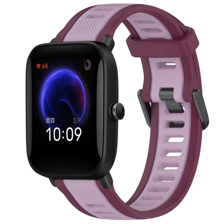 For Amazfit Pop 20mm Two-Color Textured Silicone Watch Band(Purple) - Watch Bands by PMC TechLife | Online Shopping South Africa | PMC TechLife