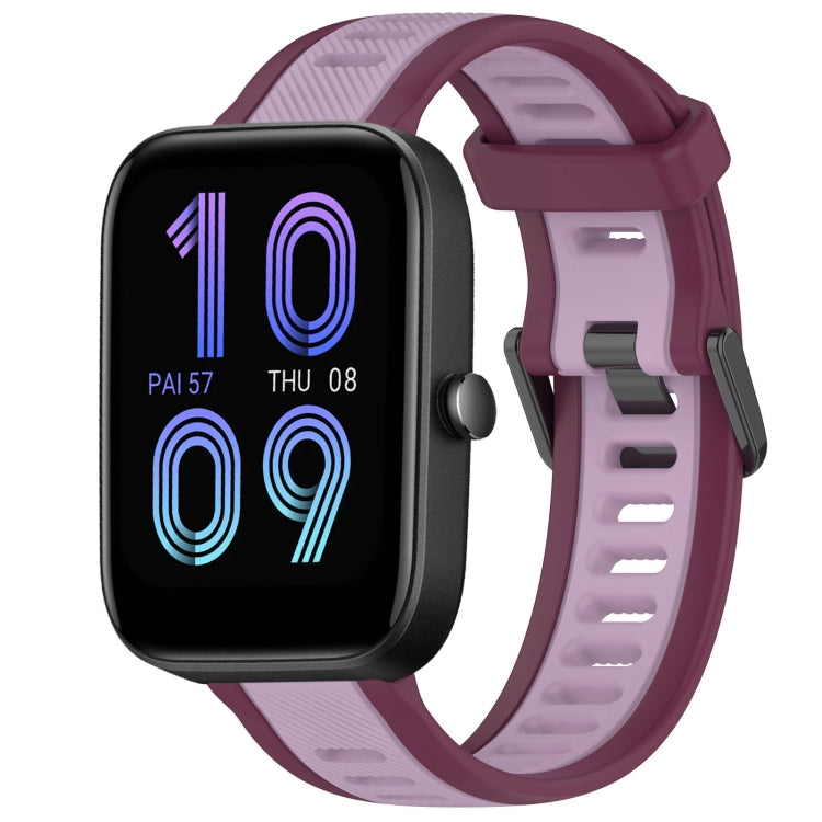 For Amazfit Bip 3 20mm Two-Color Textured Silicone Watch Band(Purple) - Watch Bands by PMC TechLife | Online Shopping South Africa | PMC TechLife