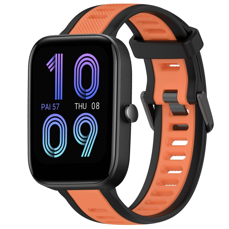 For Amazfit Bip 3 Pro 20mm Two-Color Textured Silicone Watch Band(Orange+Black) - Watch Bands by PMC TechLife | Online Shopping South Africa | PMC TechLife