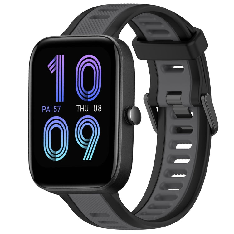 For Amazfit Bip 3 Pro 20mm Two-Color Textured Silicone Watch Band(Grey+Black) - Watch Bands by PMC TechLife | Online Shopping South Africa | PMC TechLife