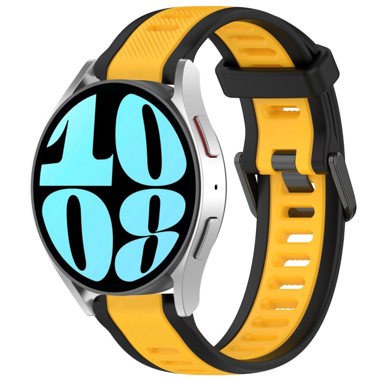 For Samsung Galaxy Watch 6 44mm 20mm Two Color Textured Silicone Watch Band(Yellow+Black) - Watch Bands by PMC TechLife | Online Shopping South Africa | PMC TechLife