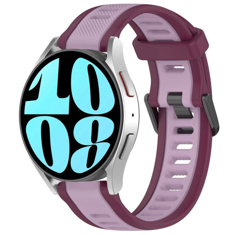 For Samsung Galaxy Watch 6 44mm 20mm Two Color Textured Silicone Watch Band(Purple) - Watch Bands by PMC TechLife | Online Shopping South Africa | PMC TechLife