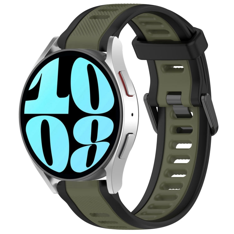 For Samsung Galaxy Watch 6 40mm 20mm Two Color Textured Silicone Watch Band(Green+Black) - Watch Bands by PMC TechLife | Online Shopping South Africa | PMC TechLife