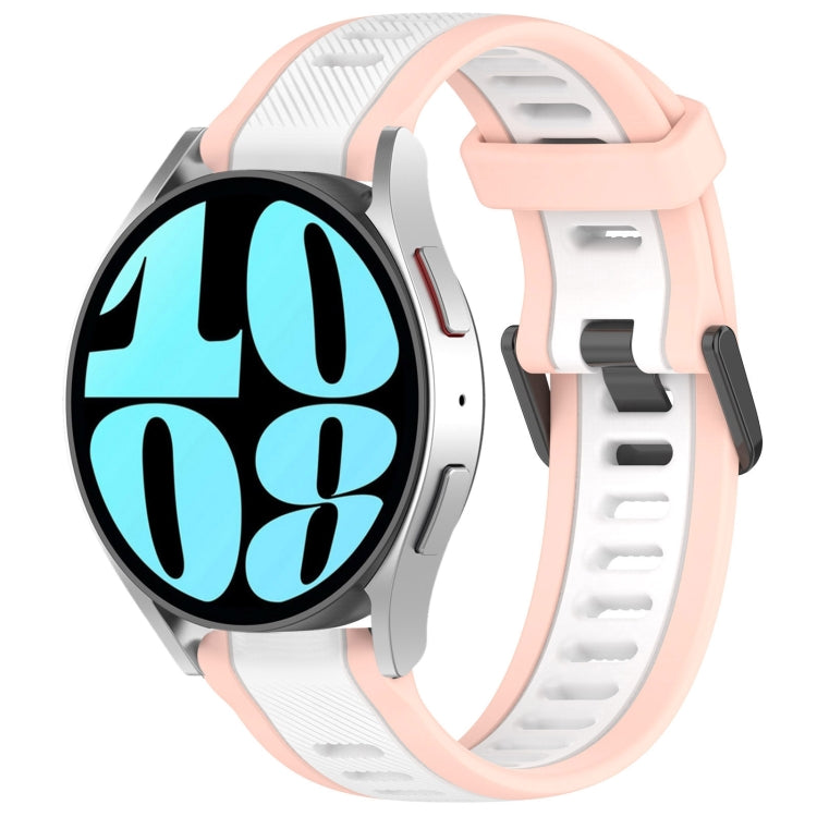 For Samsung Galaxy Watch 6 40mm 20mm Two Color Textured Silicone Watch Band(White+Pink) - Watch Bands by PMC TechLife | Online Shopping South Africa | PMC TechLife