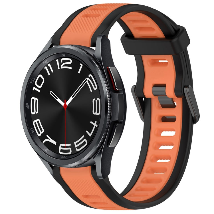 For Samsung Galaxy Watch 6 Classic 47mm 20mm Two Color Textured Silicone Watch Band(Orange+Black) - Watch Bands by PMC TechLife | Online Shopping South Africa | PMC TechLife
