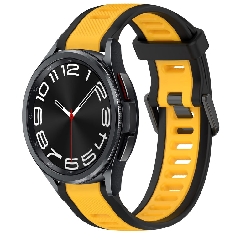 For Samsung Galaxy Watch 6 Classic 47mm 20mm Two Color Textured Silicone Watch Band(Yellow+Black) - Watch Bands by PMC TechLife | Online Shopping South Africa | PMC TechLife