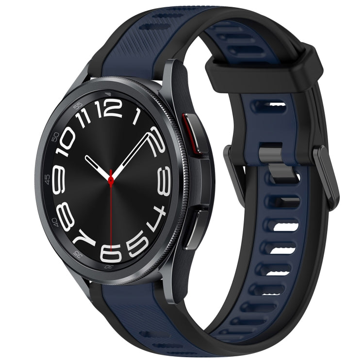 For Samsung Galaxy Watch 6 Classic 47mm 20mm Two Color Textured Silicone Watch Band(Midnight Blue+Black) - free shipping - PMC TechLife - Order now!