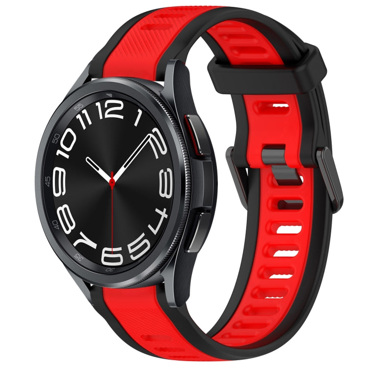 For Samsung Galaxy Watch 6 Classic 43mm 20mm Two Color Textured Silicone Watch Band(Red+Black) - Watch Bands by PMC TechLife | Online Shopping South Africa | PMC TechLife