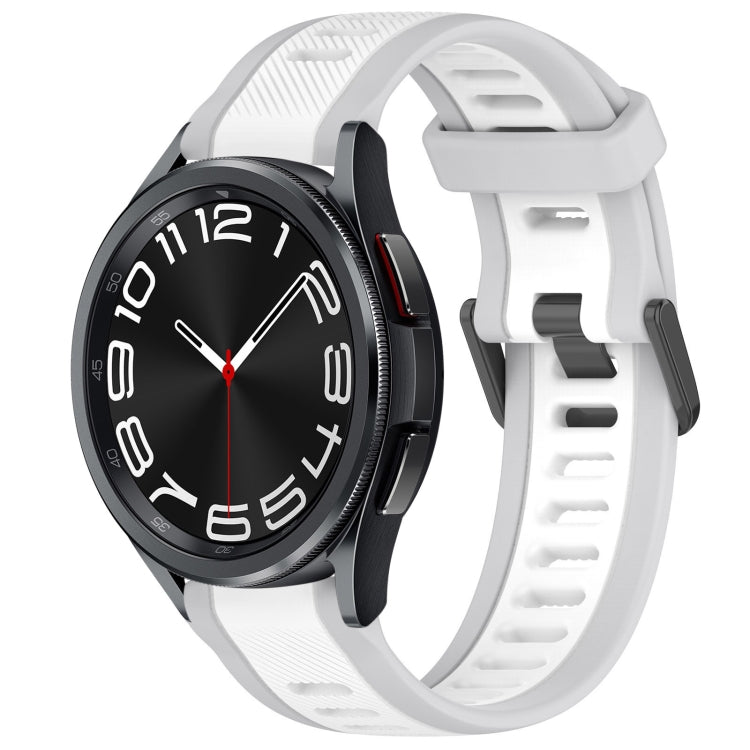For Samsung Galaxy Watch 6 Classic 43mm 20mm Two Color Textured Silicone Watch Band(White+Grey) - Watch Bands by PMC TechLife | Online Shopping South Africa | PMC TechLife