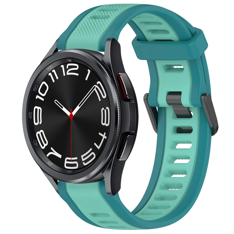 For Samsung Galaxy Watch 6 Classic 43mm 20mm Two Color Textured Silicone Watch Band(Teal) - Watch Bands by PMC TechLife | Online Shopping South Africa | PMC TechLife