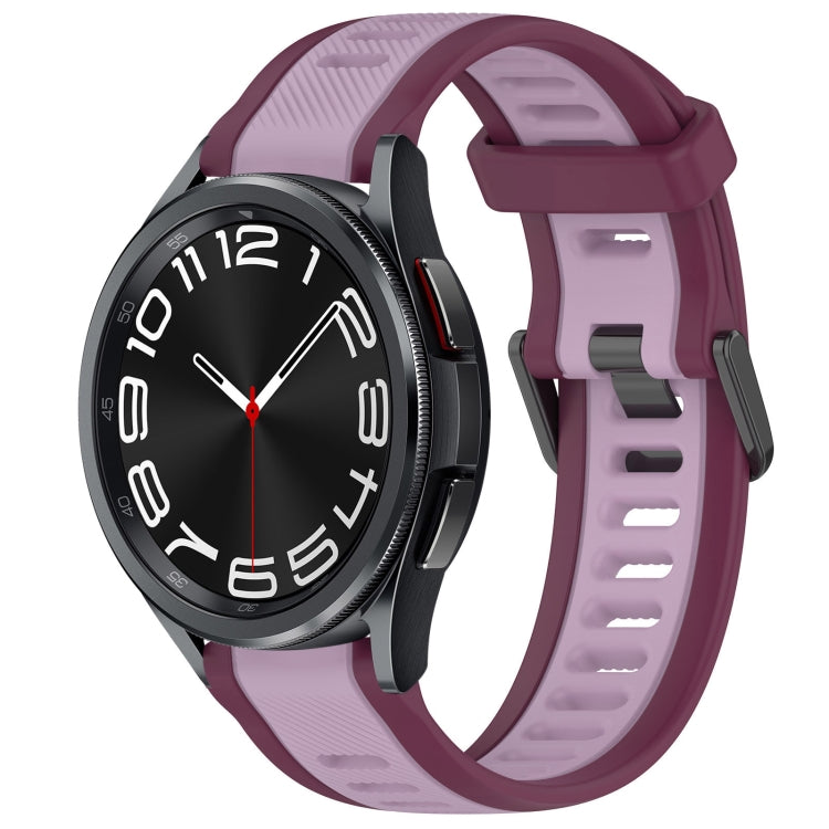 For Samsung Galaxy Watch 6 Classic 43mm 20mm Two Color Textured Silicone Watch Band(Purple) - Watch Bands by PMC TechLife | Online Shopping South Africa | PMC TechLife