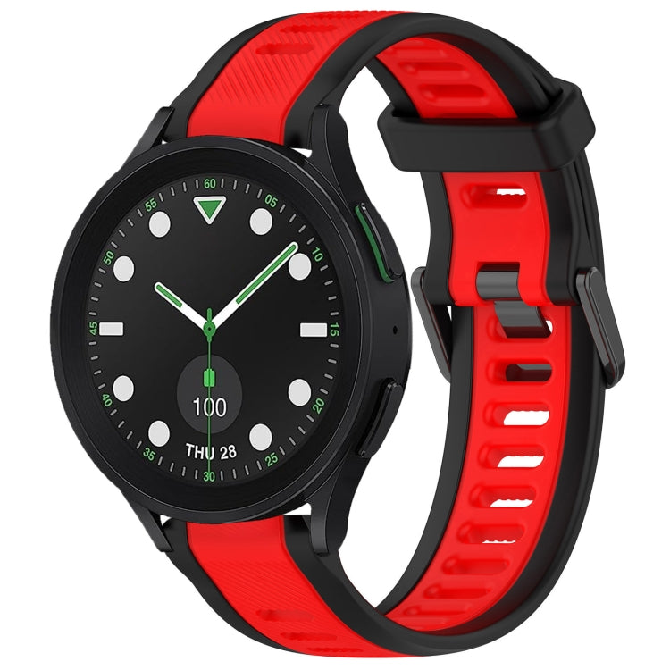 For Samsung Galaxy watch 5 Pro Golf Edition 20mm Two Color Textured Silicone Watch Band(Red+Black) - Watch Bands by PMC TechLife | Online Shopping South Africa | PMC TechLife