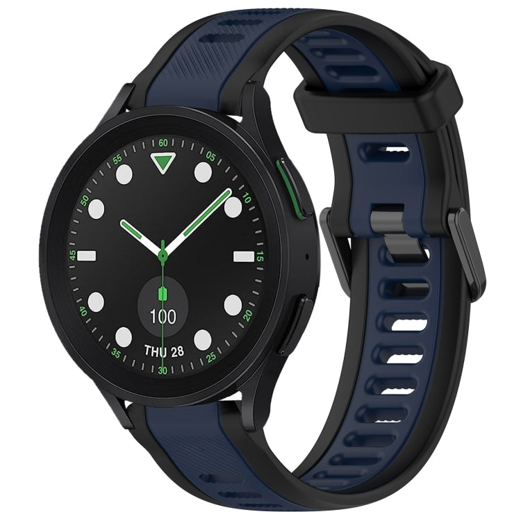 For Samsung Galaxy watch 5 Pro Golf Edition 20mm Two Color Textured Silicone Watch Band(Midnight Blue+Black) - Watch Bands by PMC TechLife | Online Shopping South Africa | PMC TechLife