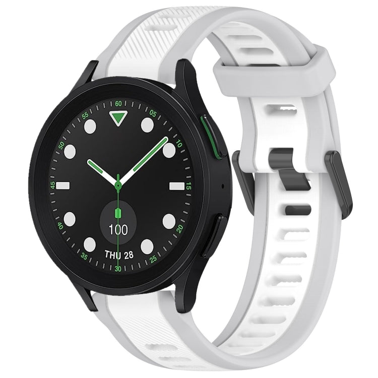 For Samsung Galaxy watch 5 Pro Golf Edition 20mm Two Color Textured Silicone Watch Band(White+Grey) - Watch Bands by PMC TechLife | Online Shopping South Africa | PMC TechLife