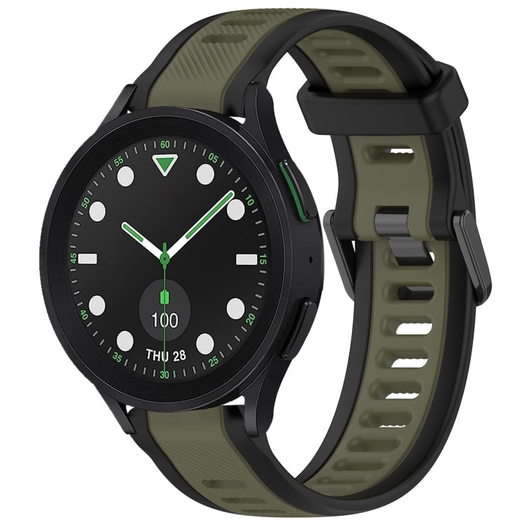 For Samsung Galaxy watch 5 Golf Edition 20mm Two Color Textured Silicone Watch Band(Green+Black) - Watch Bands by PMC TechLife | Online Shopping South Africa | PMC TechLife