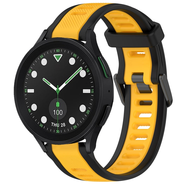 For Samsung Galaxy watch 5 Golf Edition 20mm Two Color Textured Silicone Watch Band(Yellow+Black) - Watch Bands by PMC TechLife | Online Shopping South Africa | PMC TechLife
