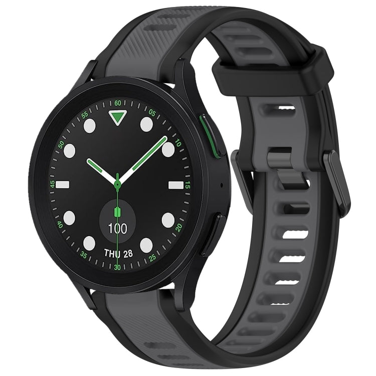 For Samsung Galaxy watch 5 Golf Edition 20mm Two Color Textured Silicone Watch Band(Grey+Black) - Watch Bands by PMC TechLife | Online Shopping South Africa | PMC TechLife