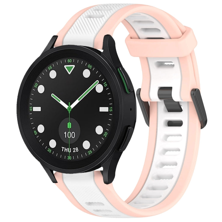 For Samsung Galaxy watch 5 Golf Edition 20mm Two Color Textured Silicone Watch Band(White+Pink) - Watch Bands by PMC TechLife | Online Shopping South Africa | PMC TechLife