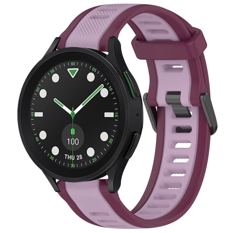 For Samsung Galaxy watch 5 Golf Edition 20mm Two Color Textured Silicone Watch Band(Purple) - Watch Bands by PMC TechLife | Online Shopping South Africa | PMC TechLife