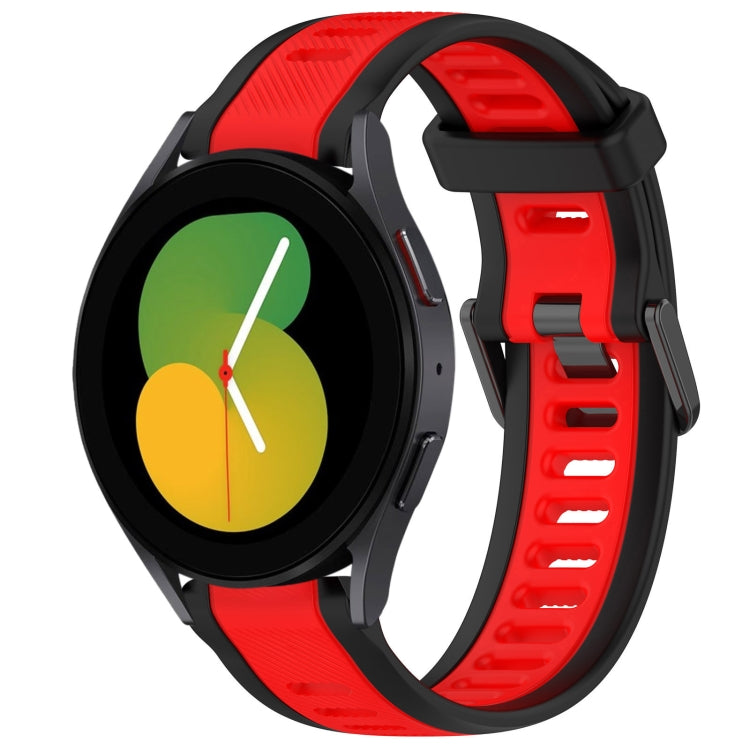 For Samsung Galaxy Watch 5  44mm 20mm Two Color Textured Silicone Watch Band(Red+Black) - Watch Bands by PMC TechLife | Online Shopping South Africa | PMC TechLife