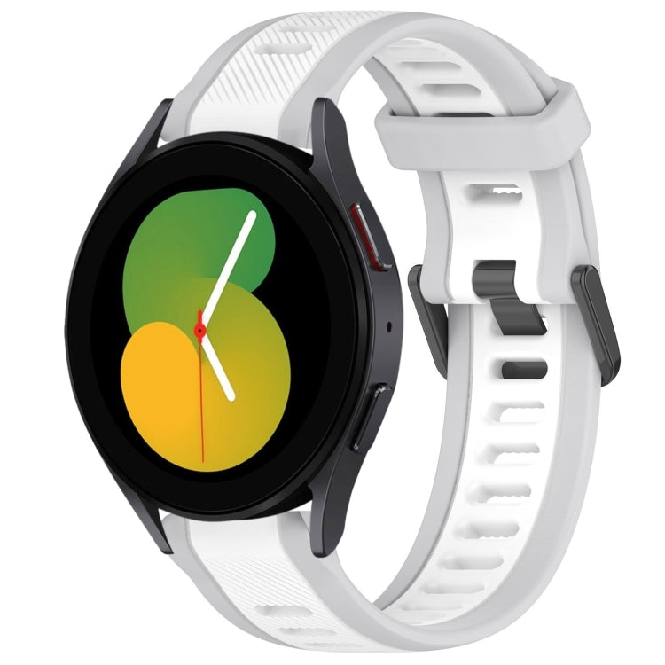 For Samsung Galaxy Watch 5  44mm 20mm Two Color Textured Silicone Watch Band(White+Grey) - Watch Bands by PMC TechLife | Online Shopping South Africa | PMC TechLife