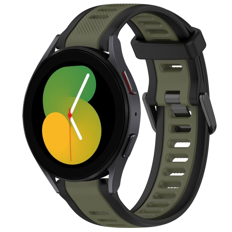 For Samsung Galaxy Watch 5  40mm 20mm Two Color Textured Silicone Watch Band(Green+Black) - Watch Bands by PMC TechLife | Online Shopping South Africa | PMC TechLife