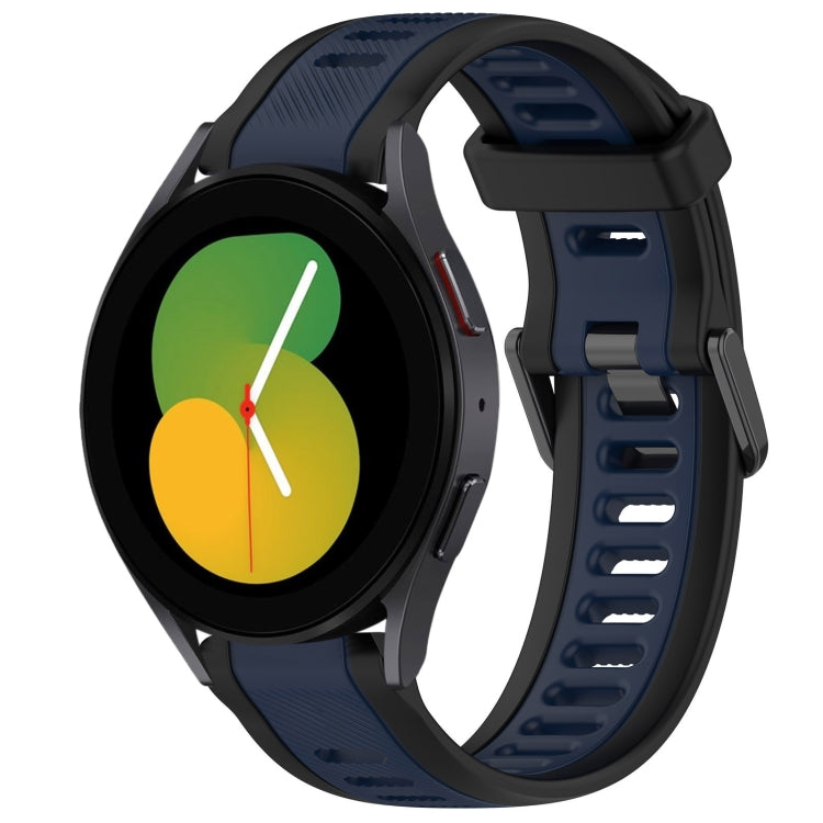 For Samsung Galaxy Watch 5  40mm 20mm Two Color Textured Silicone Watch Band(Midnight Blue+Black) - Watch Bands by PMC TechLife | Online Shopping South Africa | PMC TechLife