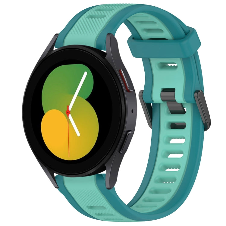 For Samsung Galaxy Watch 5  40mm 20mm Two Color Textured Silicone Watch Band(Teal) - Watch Bands by PMC TechLife | Online Shopping South Africa | PMC TechLife
