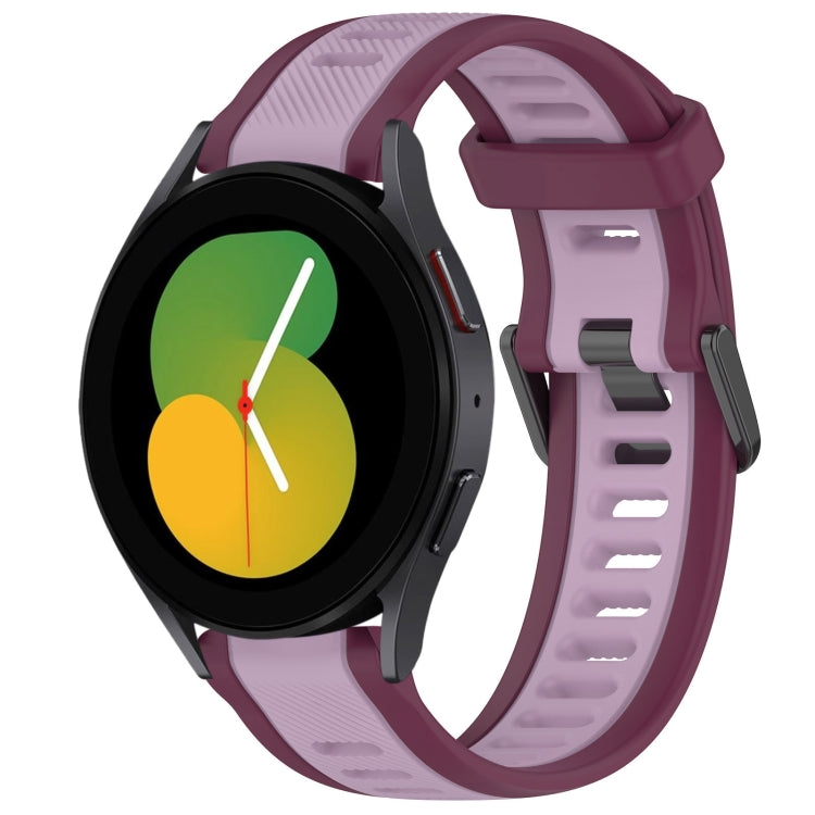 For Samsung Galaxy Watch 5  40mm 20mm Two Color Textured Silicone Watch Band(Purple) - Watch Bands by PMC TechLife | Online Shopping South Africa | PMC TechLife