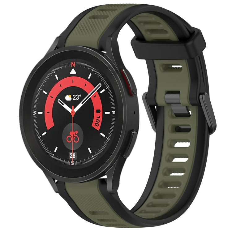 For Samsung Galaxy Watch 5 Pro  45mm 20mm Two Color Textured Silicone Watch Band(Green+Black) - Watch Bands by PMC TechLife | Online Shopping South Africa | PMC TechLife
