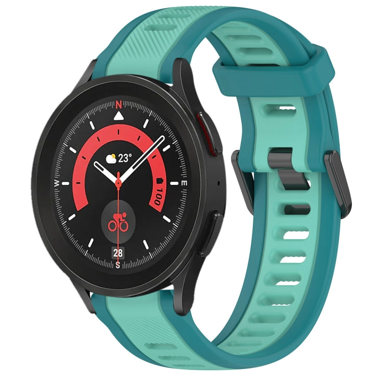 For Samsung Galaxy Watch 5 Pro  45mm 20mm Two Color Textured Silicone Watch Band(Teal) - Watch Bands by PMC TechLife | Online Shopping South Africa | PMC TechLife