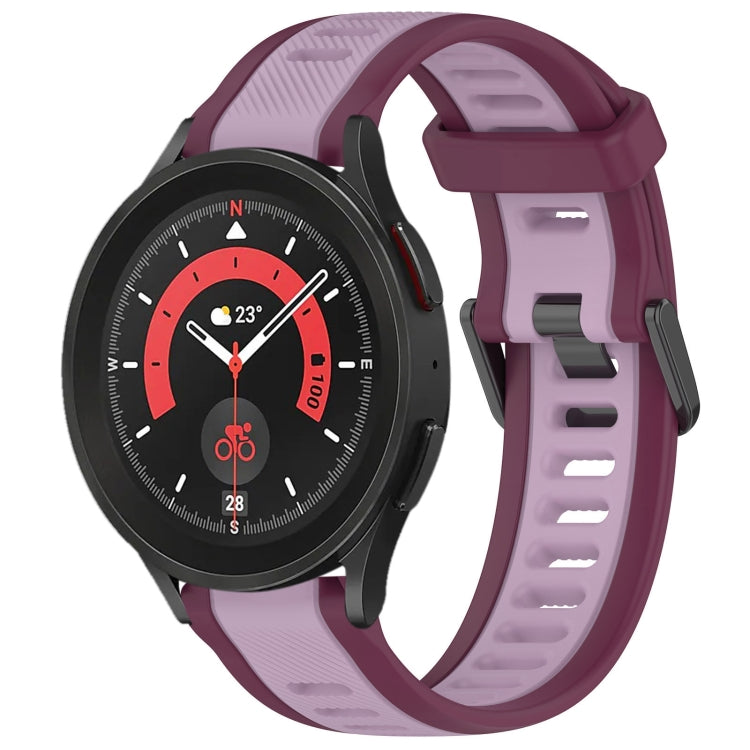 For Samsung Galaxy Watch 5 Pro  45mm 20mm Two Color Textured Silicone Watch Band(Purple) - Watch Bands by PMC TechLife | Online Shopping South Africa | PMC TechLife