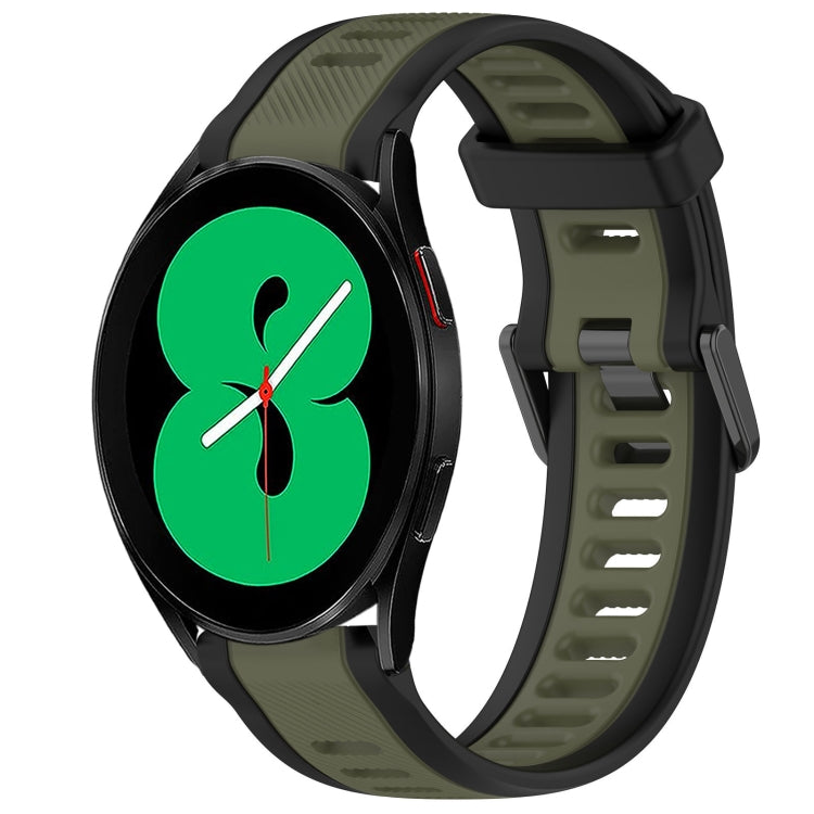 For Samsung Galaxy Watch 4 44mm 20mm Two Color Textured Silicone Watch Band(Green+Black) - Watch Bands by PMC TechLife | Online Shopping South Africa | PMC TechLife