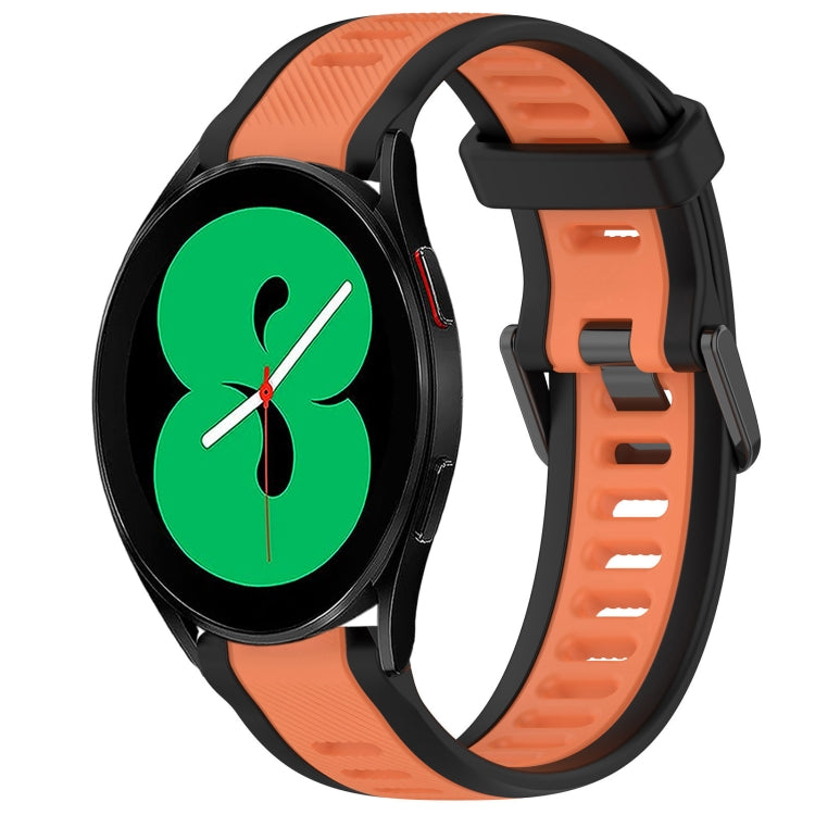 For Samsung Galaxy Watch 4 44mm 20mm Two Color Textured Silicone Watch Band(Orange+Black) - Watch Bands by PMC TechLife | Online Shopping South Africa | PMC TechLife