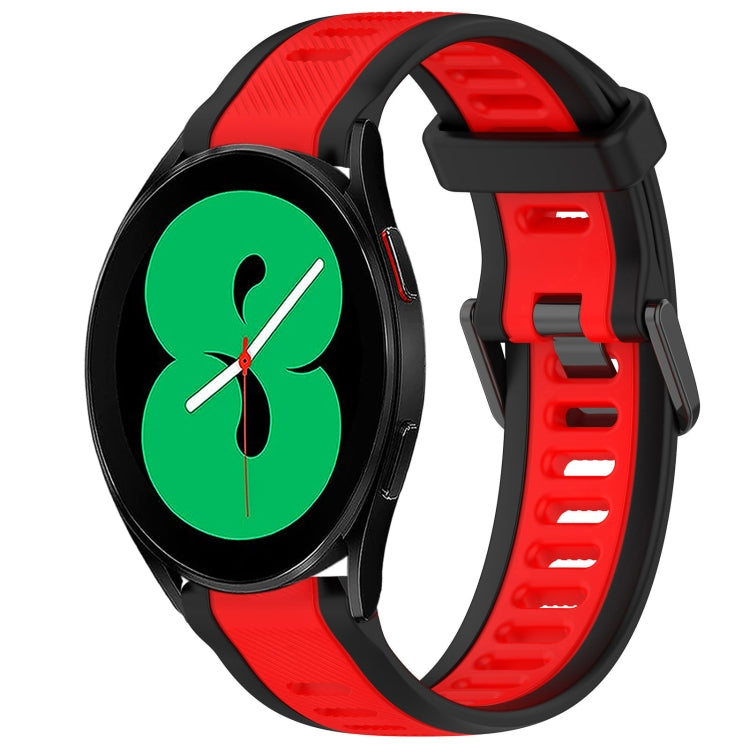 For Samsung Galaxy Watch 4 44mm 20mm Two Color Textured Silicone Watch Band(Red+Black) - Watch Bands by PMC TechLife | Online Shopping South Africa | PMC TechLife