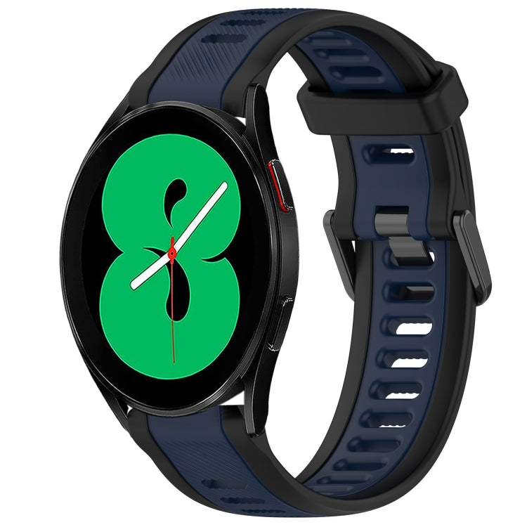 For Samsung Galaxy Watch 4 44mm 20mm Two Color Textured Silicone Watch Band(Midnight Blue+Black) - Watch Bands by PMC TechLife | Online Shopping South Africa | PMC TechLife