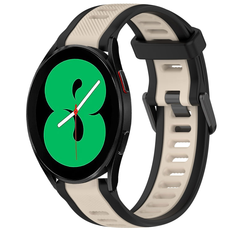 For Samsung Galaxy Watch 4 44mm 20mm Two Color Textured Silicone Watch Band(Starlight + Black) - Watch Bands by PMC TechLife | Online Shopping South Africa | PMC TechLife