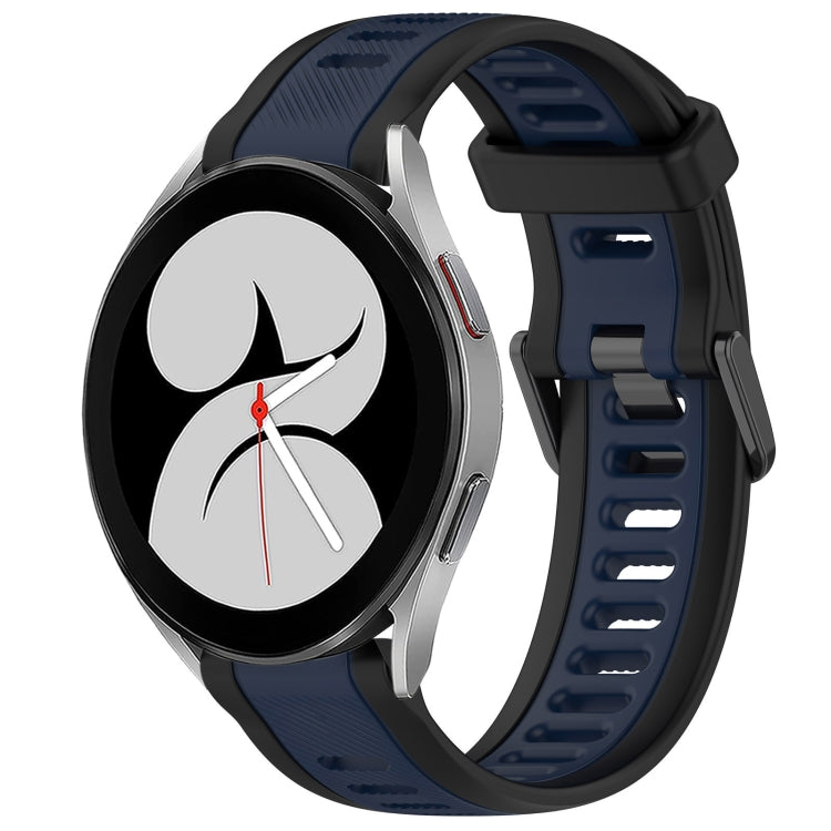 For Samsung Galaxy Watch 4 40mm 20mm Two Color Textured Silicone Watch Band(Midnight Blue+Black) - Watch Bands by PMC TechLife | Online Shopping South Africa | PMC TechLife