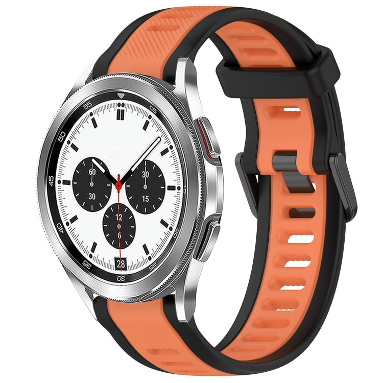 For Samsung  Galaxy Watch 4 Classic 42mm 20mm Two Color Textured Silicone Watch Band(Orange+Black) - Watch Bands by PMC TechLife | Online Shopping South Africa | PMC TechLife