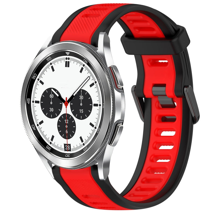 For Samsung  Galaxy Watch 4 Classic 42mm 20mm Two Color Textured Silicone Watch Band(Red+Black) - free shipping - PMC TechLife - Order now!
