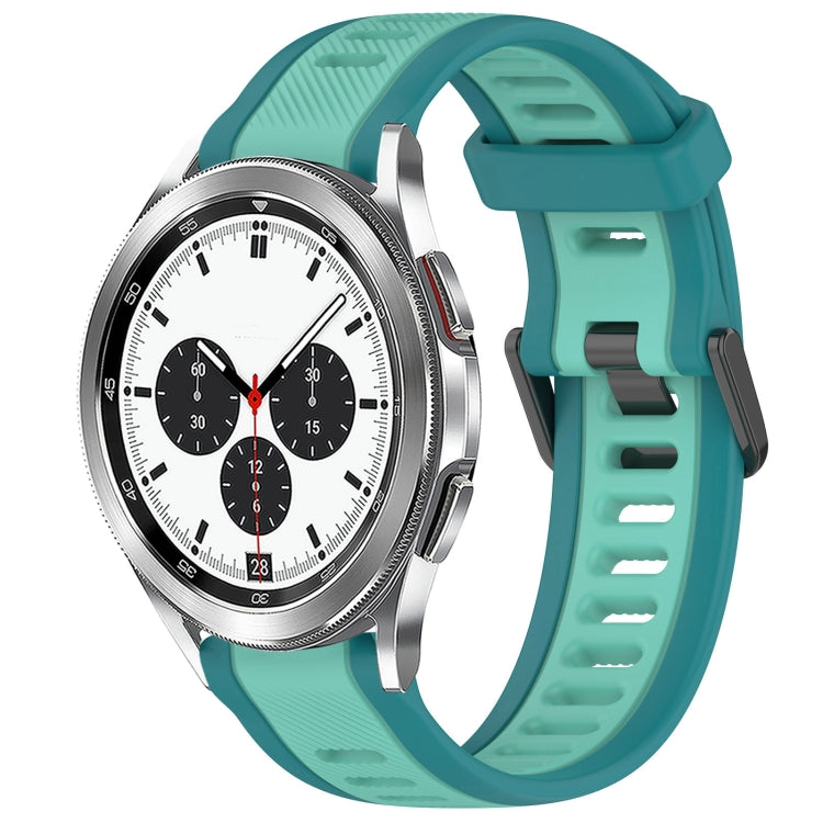For Samsung  Galaxy Watch 4 Classic 42mm 20mm Two Color Textured Silicone Watch Band(Teal) - Watch Bands by PMC TechLife | Online Shopping South Africa | PMC TechLife