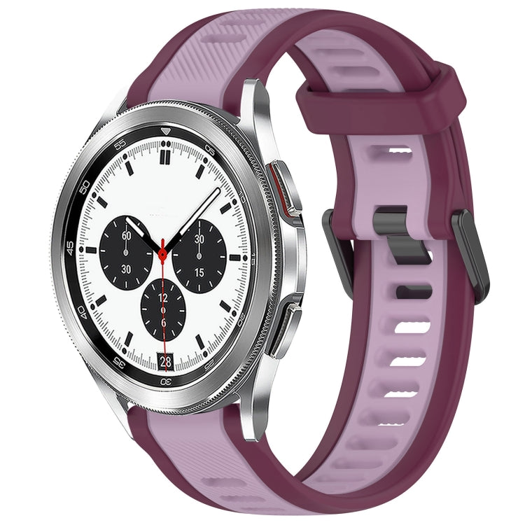 For Samsung  Galaxy Watch 4 Classic 42mm 20mm Two Color Textured Silicone Watch Band(Purple) - Watch Bands by PMC TechLife | Online Shopping South Africa | PMC TechLife