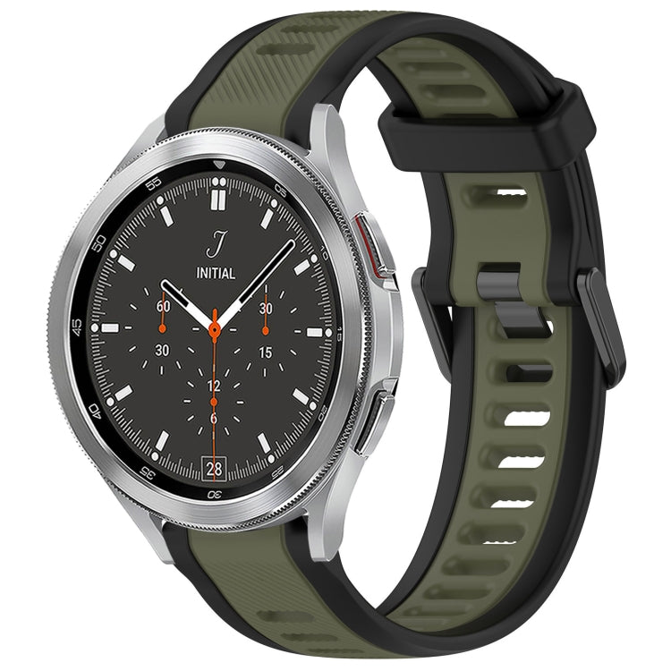 For Samsung  Galaxy Watch 4 Classic 46mm 20mm Two Color Textured Silicone Watch Band(Green+Black) - Watch Bands by PMC TechLife | Online Shopping South Africa | PMC TechLife
