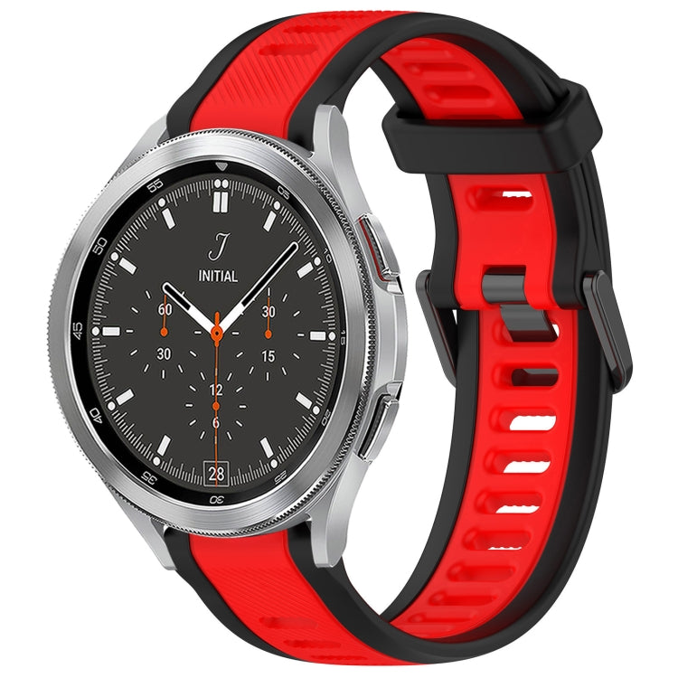 For Samsung  Galaxy Watch 4 Classic 46mm 20mm Two Color Textured Silicone Watch Band(Red+Black) - Watch Bands by PMC TechLife | Online Shopping South Africa | PMC TechLife